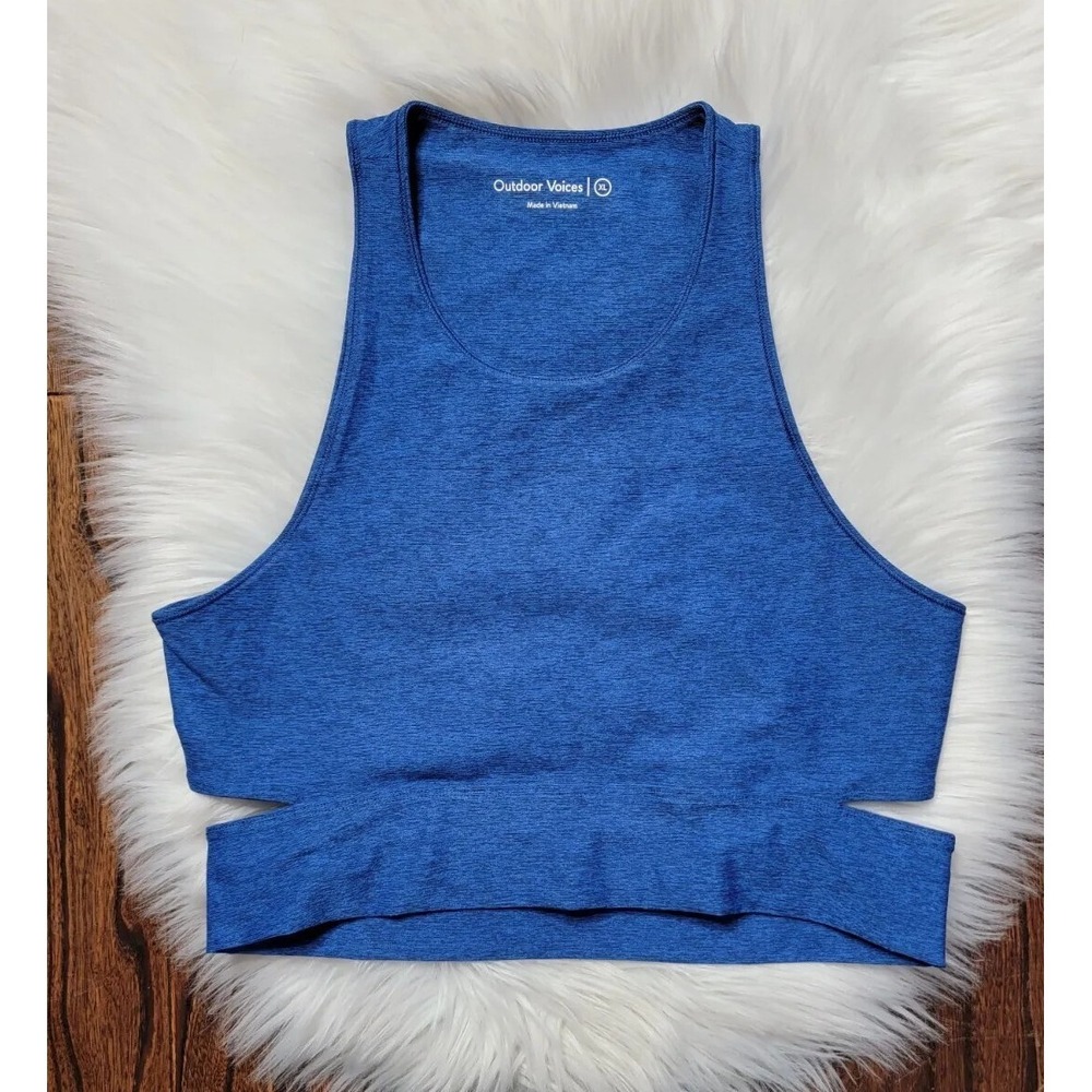 Outdoor Voices Open Back Long Line Sports Bra Crop Top Women's‎ size XL Blue